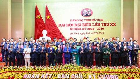Đại hội đại biểu Đảng bộ tỉnh Hà Tĩnh lần thứ XX, nhiệm kỳ 2025 - 2030 diễn ra thành công tốt đẹp